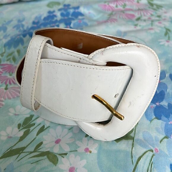 Vintage 80s Donna Karan BIG Leather Belt - Picture 1 of 14